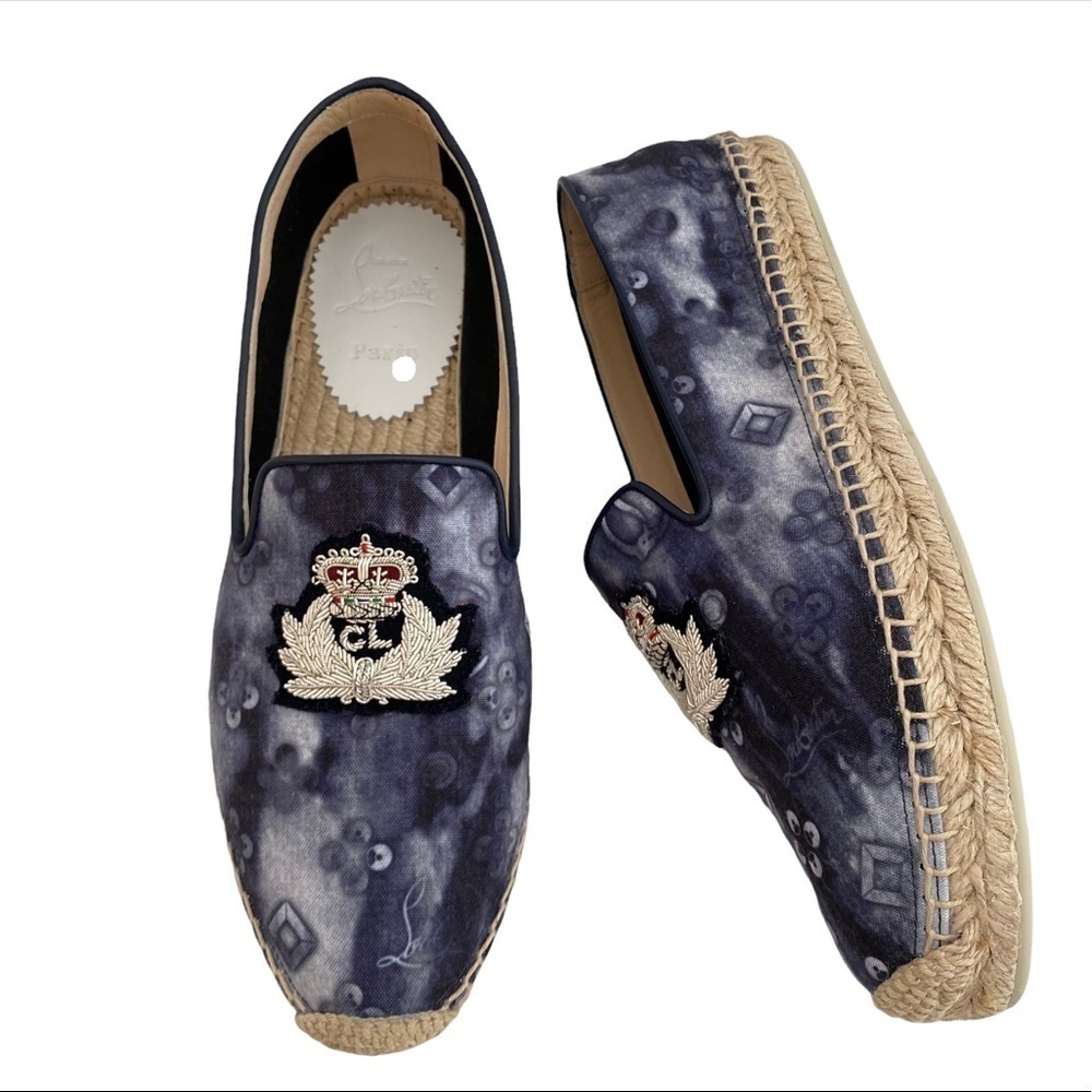 Christian Louboutin Nanou Orlanto Donna Flat Espadrilles Navy Sz 38 = 8 - Picture 9 of 16